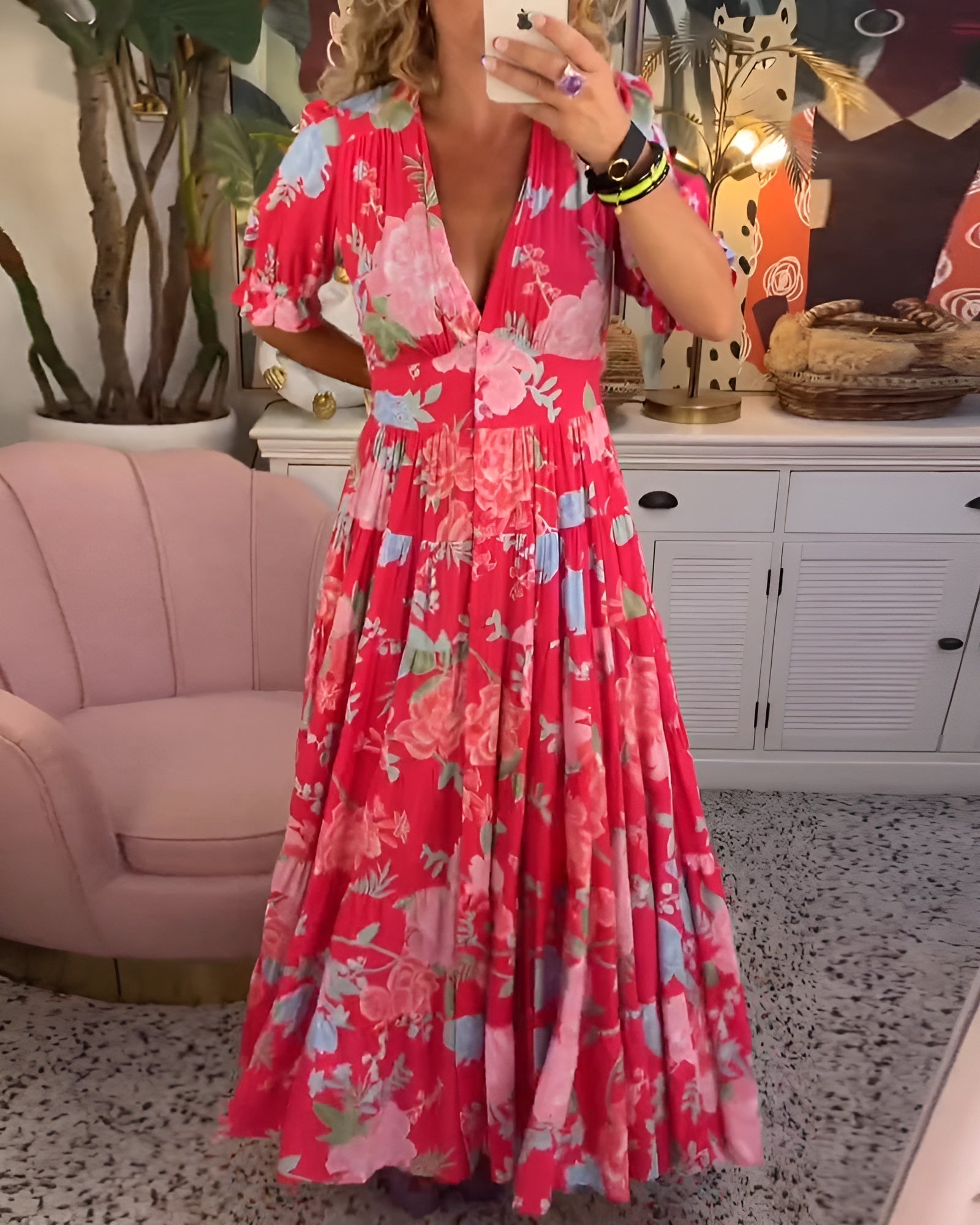 VENALIS | Robe Fleurie Élégante