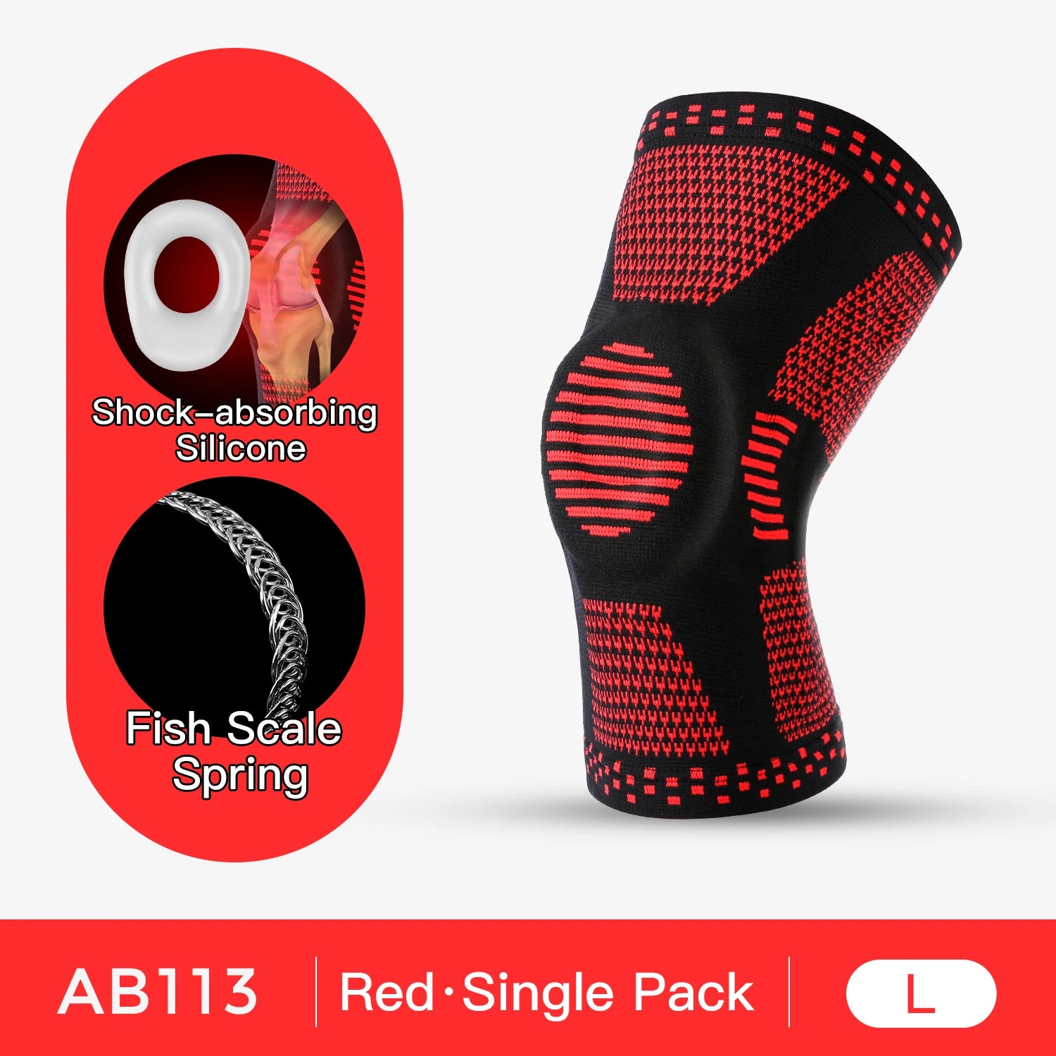 1Pcs Silicone Spring Full Knee Support Patella Medial Support Strong Meniscus Compression Protection For Men Women Running Sport