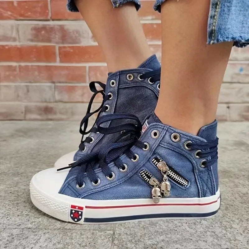 VENALIS | Baskets denim tendance avec décorations