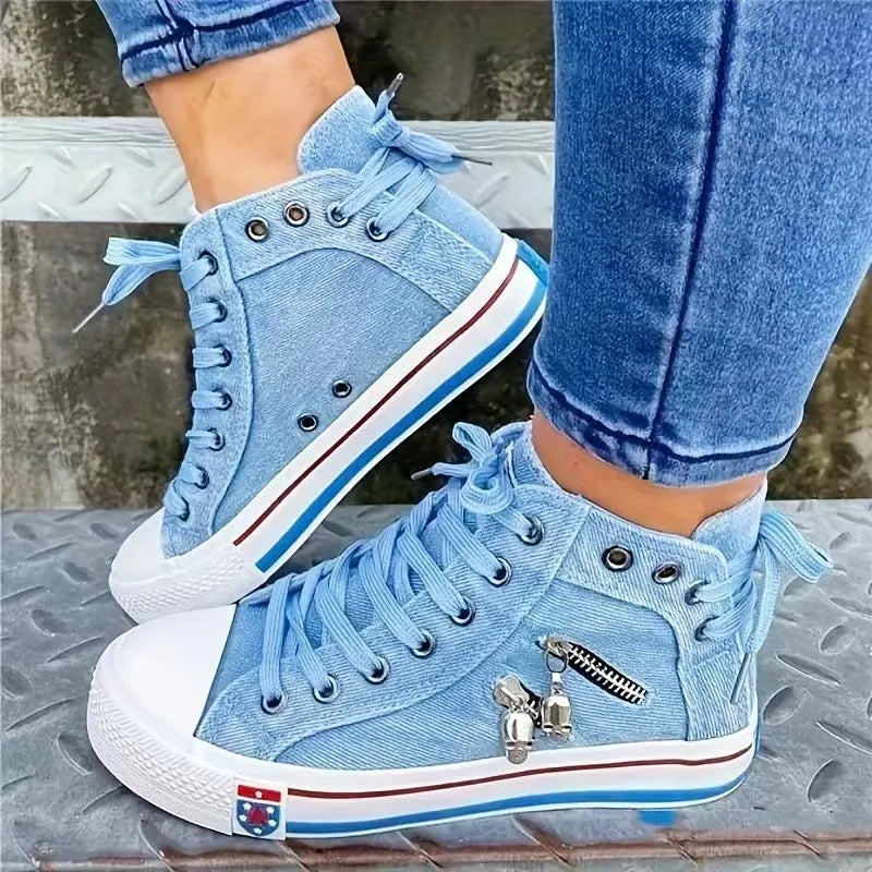 VENALIS | Baskets denim tendance avec décorations