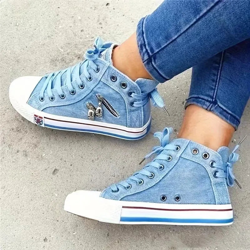 VENALIS | Baskets denim tendance avec décorations