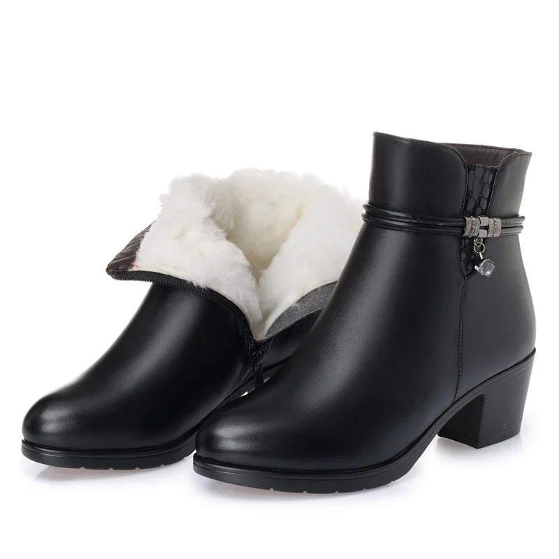 VENALIS | Bottes d'hiver en cuir avec fourrure