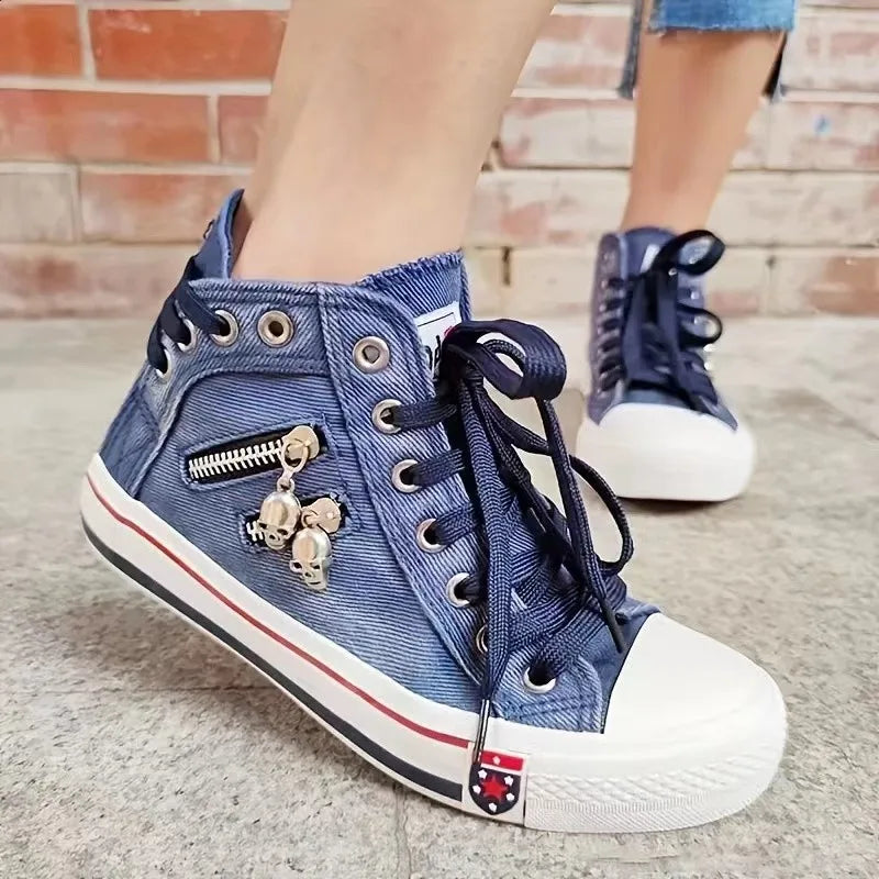 VENALIS | Baskets denim tendance avec décorations