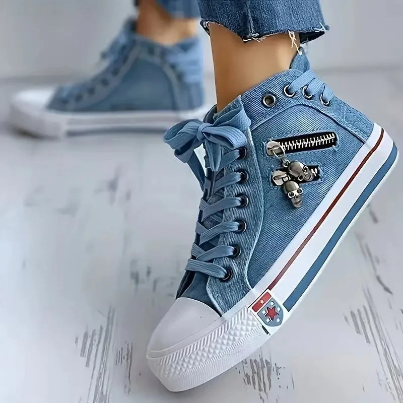 VENALIS | Baskets denim tendance avec décorations